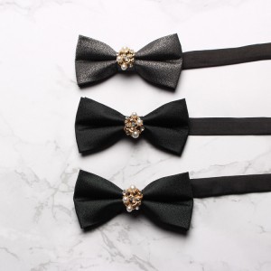 2025 new Korean-style men's polyester diamond-studded bow ties, banquet and performance bow ties, suit and shirt accessories.