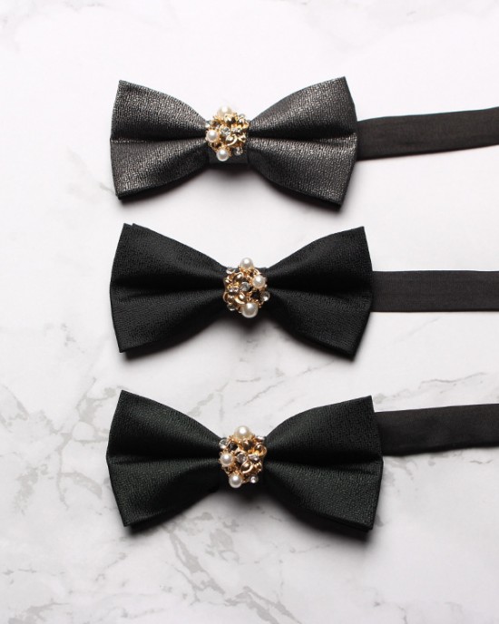 2025 new Korean-style men's polyester diamond-studded bow ties, banquet and performance bow ties, suit and shirt accessories.