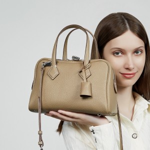 High-end light luxury TC top-grain leather Victoria bag, versatile crossbody commuter bag, genuine leather for women, Boston pillow bag