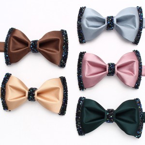 Lei'er solid color diamond-embellished bow ties, fashionable men's shirt, suit, banquet, and wedding accessory bow tie manufacturer.