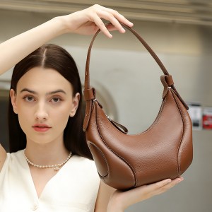 Baseball Underarm Bag, Women's Maillard Bag, 2025 New Niche Retro Crescent Shoulder Crossbody Bag, Genuine Leather Women's Bag