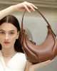 Baseball Underarm Bag, Women's Maillard Bag, 2025 New Niche Retro Crescent Shoulder Crossbody Bag, Genuine Leather Women's Bag