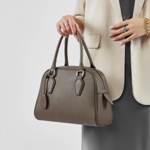 New top-grain cowhide minimalist Boston bowling ball, high-end leather women's bags, large-capacity handbags, pillow bags.