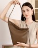 Autumn new genuine leather lazy dumpling bags, niche asymmetrical design, minimalist knotted horn bags, single-shoulder crossbody women's bags