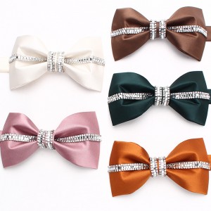 Lei'er silver bow tie, men's diamond bow tie Manufacturer of stylish Korean-style bow ties for groomsmen and groomsmen.