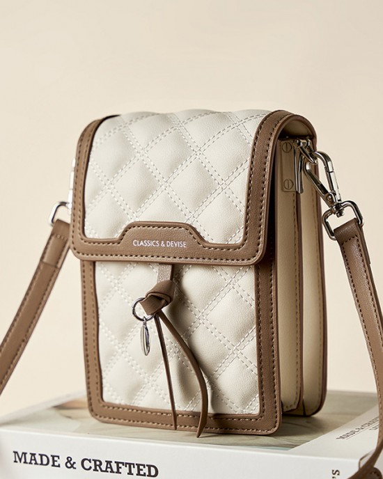 Diamond-patterned Chanel-style CF sheepskin crossbody bag, 2025 new genuine leather women's bag, textured underarm bag, small gold ball chain bag