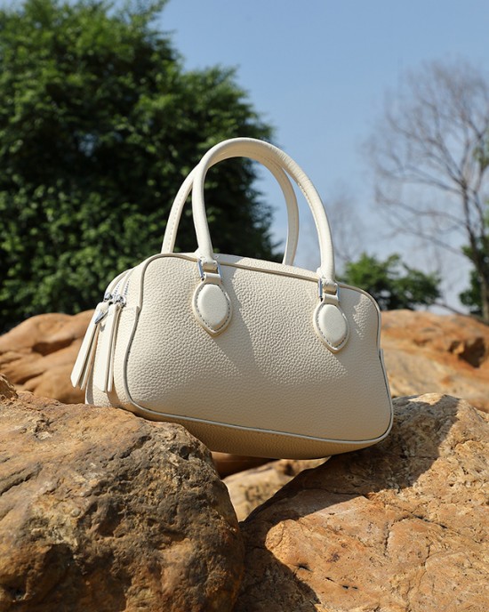 2025 new spring/summer top-grain cowhide Boston bag, mini crossbody, shoulder, pillow bag, underarm bag for women.