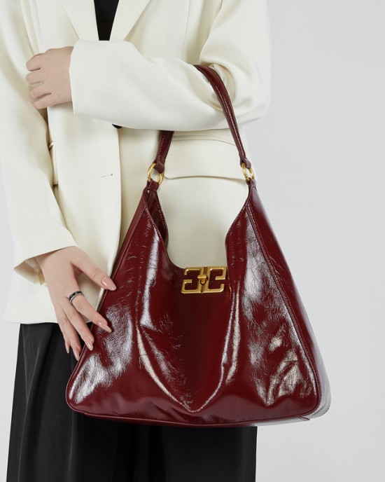 Top-grain cowhide underarm bag, hobo bag, high-end, used, large-capacity tote bag.