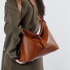 Lazy-style genuine leather women's bag, top-layer vegetable-tanned cowhide tote, large-capacity shoulder bag, simple and versatile crossbody bag