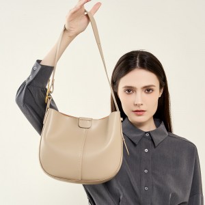 2025 new style genuine leather women's bag, simple cowhide large-capacity cylindrical shoulder bag, solid color, niche casual tote bag