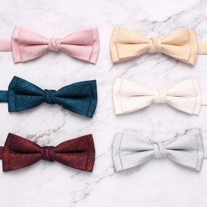 Manufacturer's ready-to-stock business wedding bow ties, men's suit polyester bow ties, distinctive double-layered textured casual bow ties, wholesale.