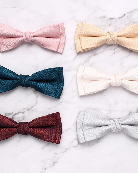 Manufacturer's ready-to-stock business wedding bow ties, men's suit polyester bow ties, distinctive double-layered textured casual bow ties, wholesale.