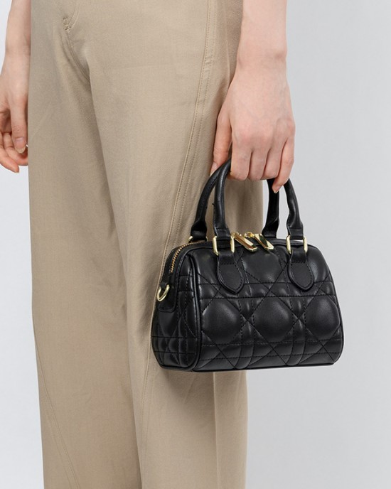 Genuine Leather Diamond-Quartz Boston Bag, 2025 New, Fashionable, Versatile, High-End Diamond-Quartz Handbag, Shoulder Bag, Crossbody Bag