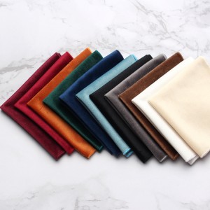 Velvet pocket squares, fashionable men's dress accessories, wedding party handkerchiefs, ready for wholesale from Shengzhou manufacturers.