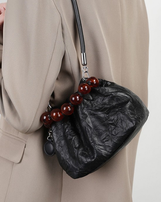 Yanxin Chinese-style beaded bags, niche top-grain cowhide bags, hand-scratched pattern lunch box bags, beaded handbags