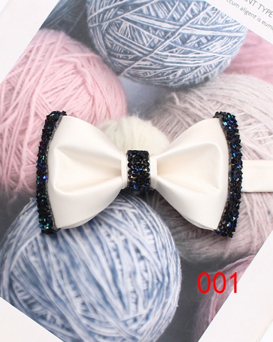 Lei'er solid color diamond-embellished bow ties, fashionable men's shirt, suit, banquet, and wedding accessory bow tie manufacturer.