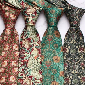 Leier, in stock, men's printed tie, peacock floral tie, Korean-style paisley pattern wedding groom tie manufacturer