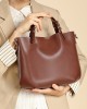 Simple, large-capacity, top-grain cowhide commuter tote bag, versatile, high-end, shoulder-shoulder, crossbody bucket bag for women.