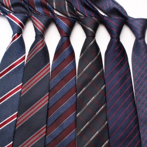 Navy Blue Men's business fashion series of diagonal striped ties, small floral patterns, 8cm polyester silk ties, ready for wholesale.
