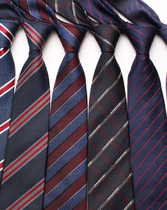 Navy Blue Men's business fashion series of diagonal striped ties, small floral patterns, 8cm polyester silk ties, ready for wholesale.