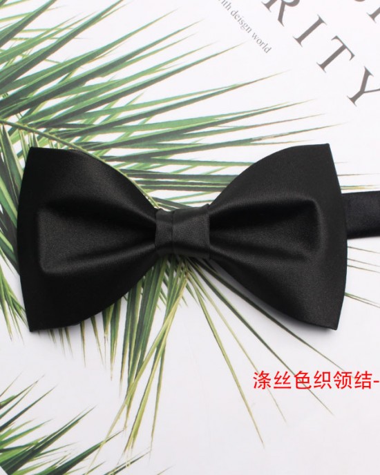 2025 Spring/Summer new solid-color black men's groom and groomsmen wedding bow ties, factory-in-stock wholesale.