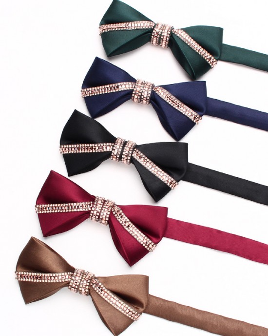 Golden bow ties, men's diamond bow ties, stylish Korean-style bow ties for groomsmen and groomsmen, wholesale