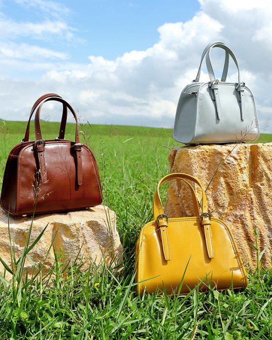 2025 New Cowhide Yoyo Bowling Bag, Retro Commuter Large-Capacity Single Shoulder Bag