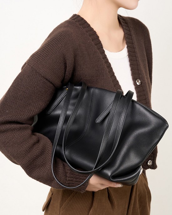 Genuine leather women's bag, 2025 new fashion casual large shoulder bag, cowhide women's handbag, large capacity tote bag