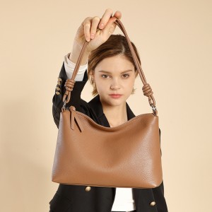 Top-grain cowhide underarm tote bag, 2025 spring and summer simple commuter large-capacity single-shoulder crossbody dumpling bag