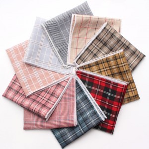 Cotton business formal suit pocket squares, men's plaid chest scarves, and small party handkerchiefs, available for wholesale.