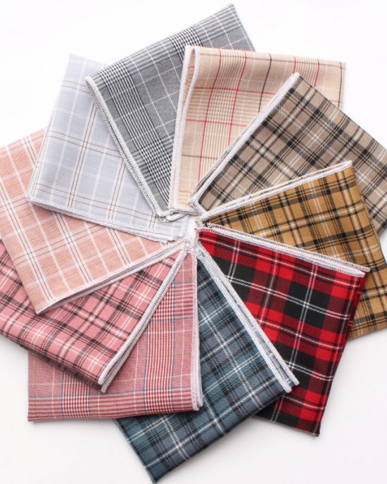 Cotton business formal suit pocket squares, men's plaid chest scarves, and small party handkerchiefs, available for wholesale.
