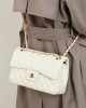 Top-grain cowhide bag, cowhide chain, Chanel-style fashionable diamond-patterned shoulder bag, small square genuine leather bag