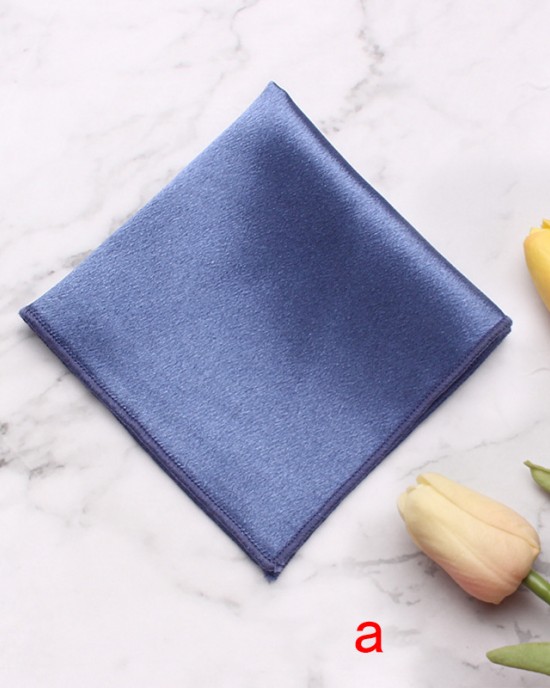 Solid British-style polyester glossy pocket square for men's suits, banquets, weddings, and formal dresses, chest scarfs and handkerchiefs.