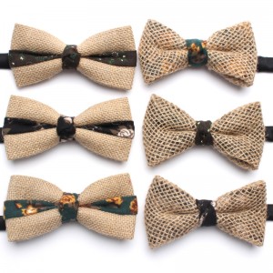 New summer cotton and linen bow ties, personalized linen jacquard patchwork bow ties, fashionable bow ties, ready for wholesale.
