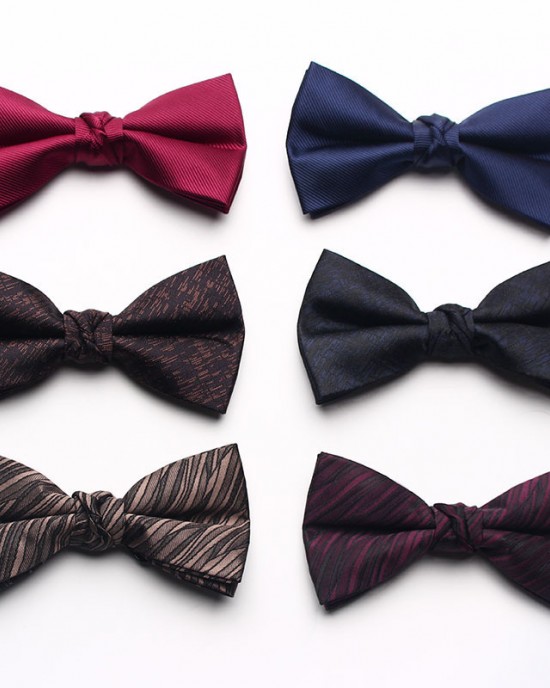 New Yarn-Dyed Jacquard Men's Bow Ties, Business Fashion Polyester Silk Groom & Groomsmen Wedding Bow Ties, Wholesale & In Stock
