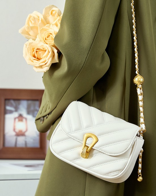 2025 new style women's bags, chain crossbody bags Summer luxury genuine leather underarm mini bag