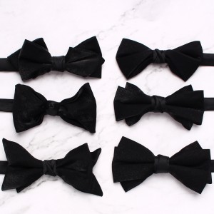 Men's black bow ties in stock, business-chic, retro, double-layered bow ties for shirts and suits, banquet accessories, bow tie manufacturers