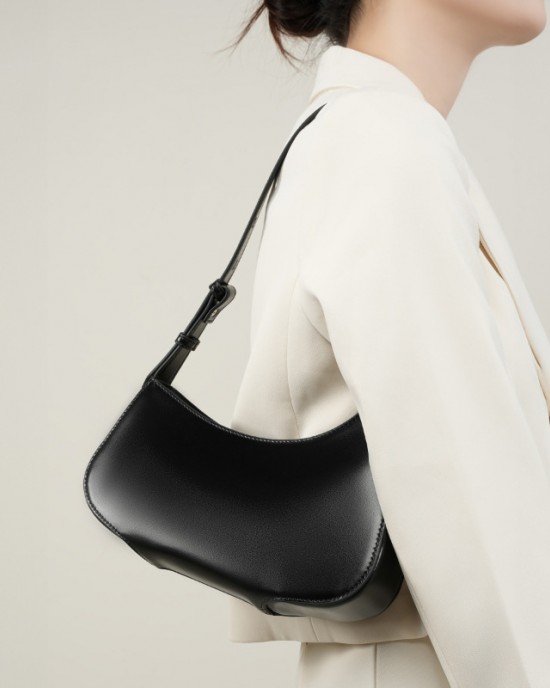 Niche Genuine Leather Design Kendall Jenner's Half Moon Bag, 2025 New Minimalist Single Shoulder Underarm Handbag