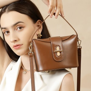 New trendy urban minimalist genuine leather women's bags, 2025 crossbody bags, light luxury niche premium capsule lock bags.