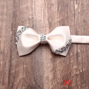 Men's fashionable and trendy shirts, suits, banquets, wedding accessories, solid color diamond-embellished bow ties, wholesaler