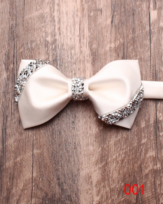 Men's fashionable and trendy shirts, suits, banquets, wedding accessories, solid color diamond-embellished bow ties, wholesaler