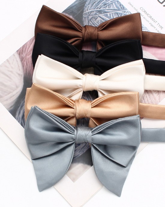 Men's bow tie tuxedos, large horn bow ties, solid color, male groomsmen's pointed bow ties, banquet performance bow ties