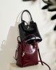 New autumn top-grain cowhide cracked shoulder-shoulder genuine leather crossbody tote bucket bag, niche waxed leather women's bag.