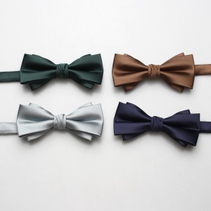 New solid-color polyester bow ties for men, business-chic wedding groomsmen bow ties and tie ties, available for wholesale.