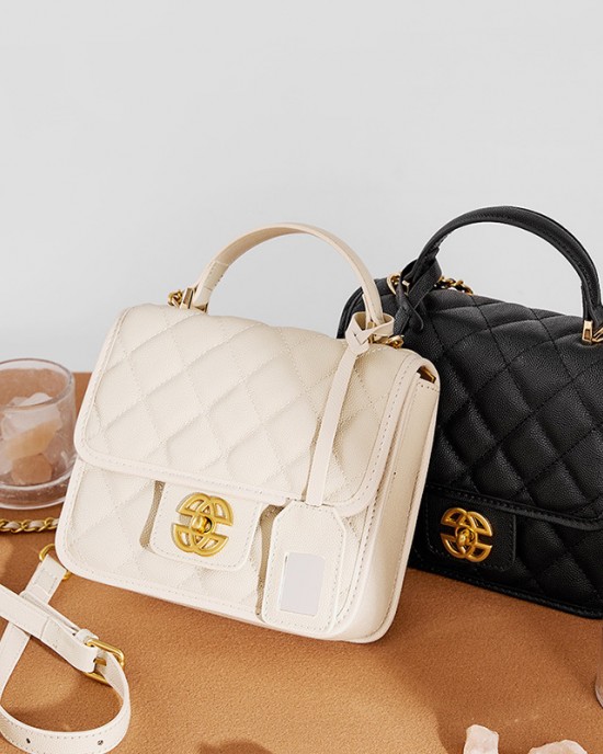 Classic cowhide bag, 2025 new style genuine leather women's crossbody bag, Chanel-style shoulder and chain bag