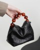 Yanxin Chinese-style beaded bags, niche top-grain cowhide bags, hand-scratched pattern lunch box bags, beaded handbags
