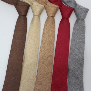 Factory direct supply, fashionable British-style jacquard imitation linen solid color tie, men's casual business tie.