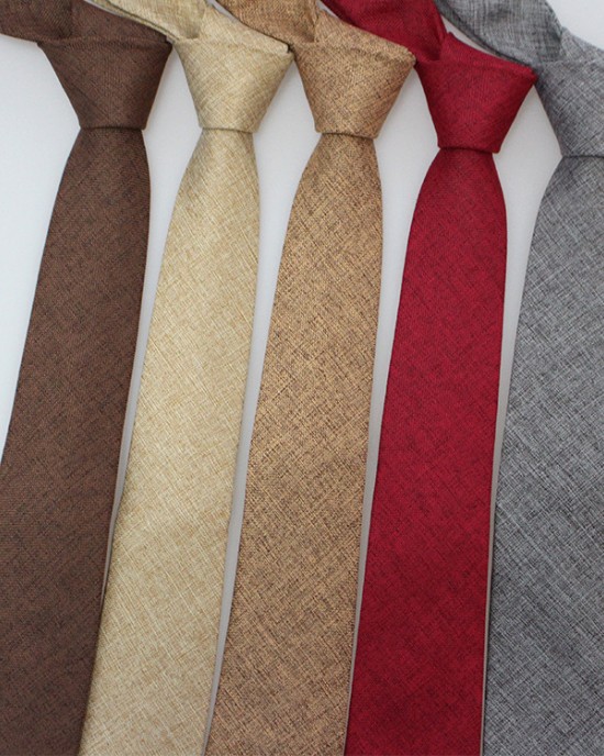 Factory direct supply, fashionable British-style jacquard imitation linen solid color tie, men's casual business tie.