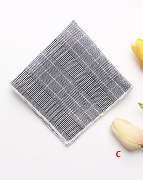 Cotton business formal suit pocket squares, men's plaid chest scarves, and small party handkerchiefs, available for wholesale.