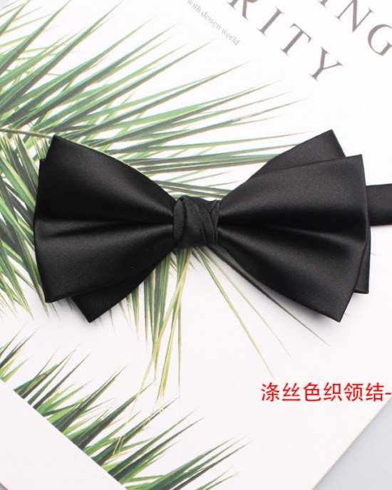 2025 Spring/Summer new solid-color black men's groom and groomsmen wedding bow ties, factory-in-stock wholesale.